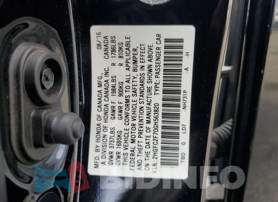 2HGFC2F70GH563820 Photo# 12