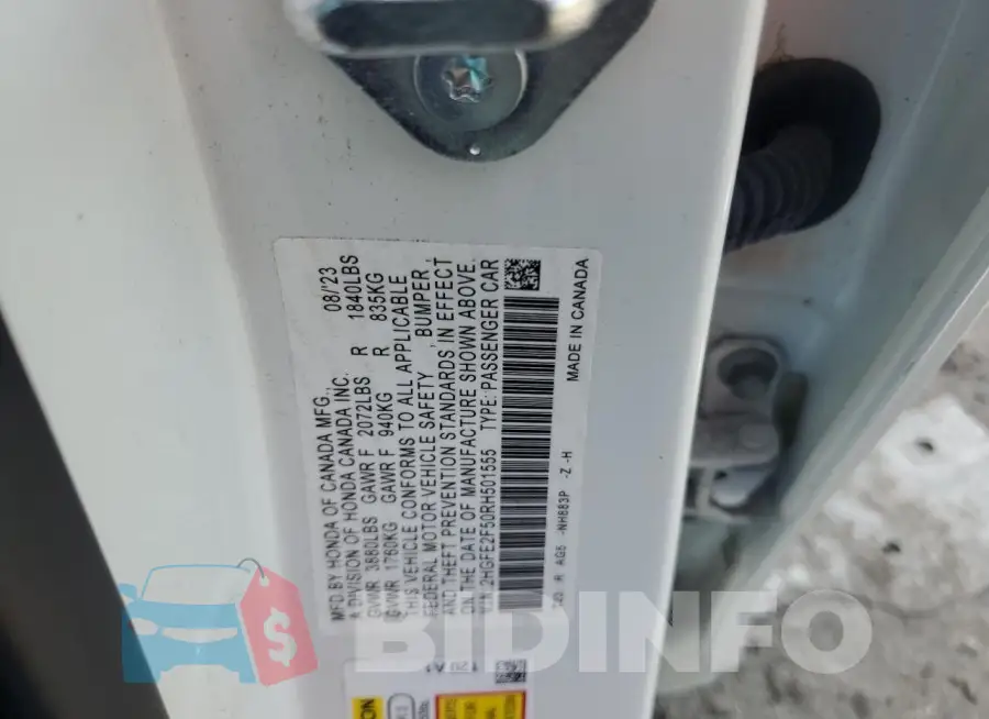 2HGFE2F50RH501555 Photo# 13