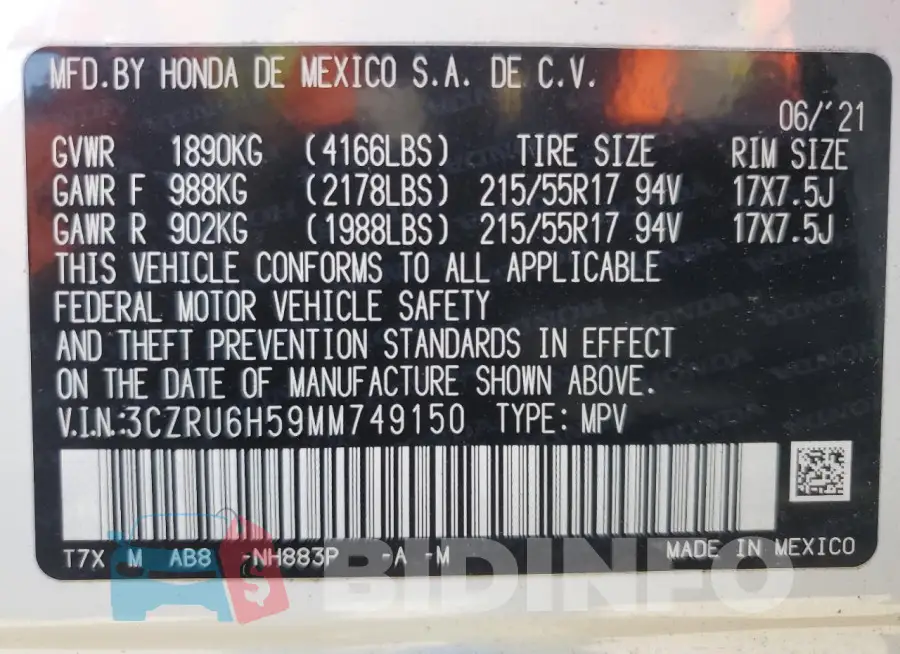 3CZRU6H59MM749150 Photo# 13
