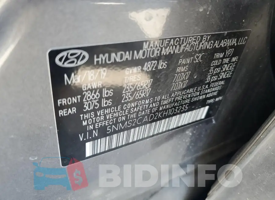 5NMS2CAD2KH103235 Photo# 13