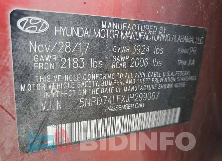5NPD74LFXJH299067 Photo# 13