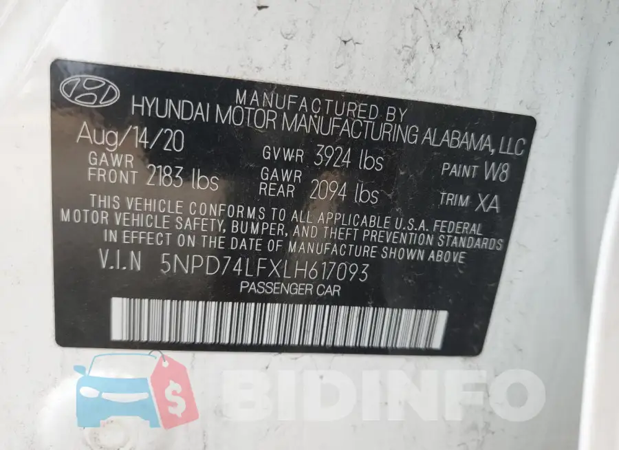 5NPD74LFXLH617093 Photo# 13