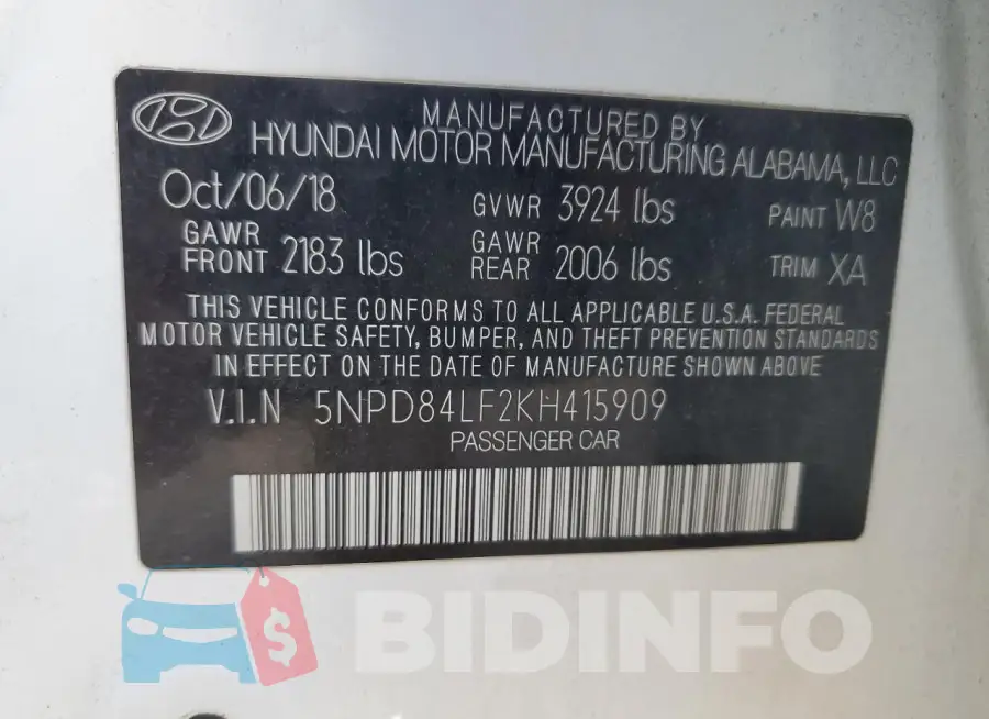 5NPD84LF2KH415909 Photo# 12