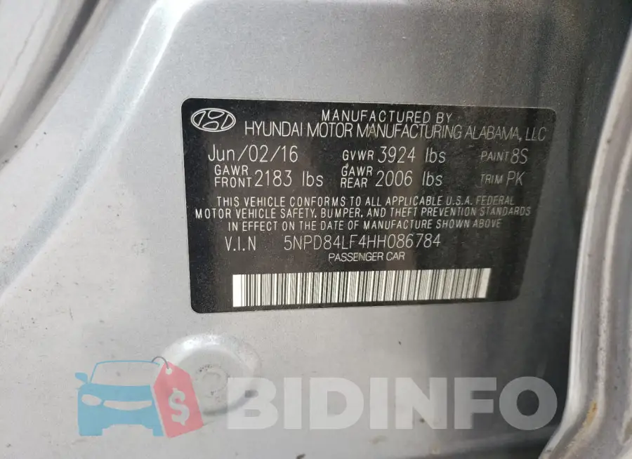 5NPD84LF4HH086784 Photo# 12