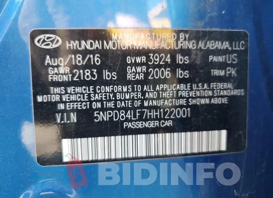 5NPD84LF7HH122001 Photo# 12