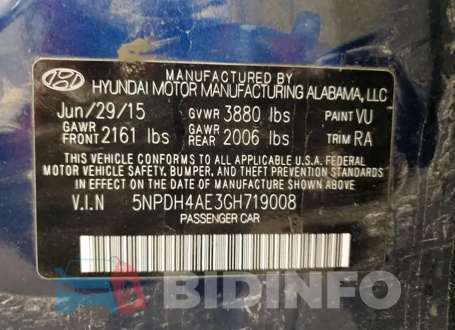 5NPDH4AE3GH719008 Photo# 12