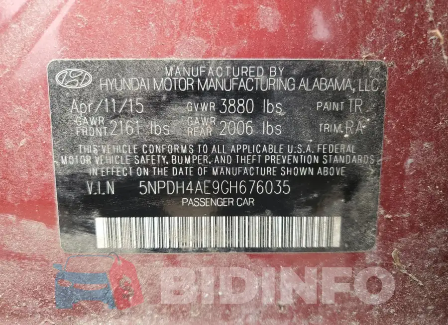 5NPDH4AE9GH676035 Photo# 12