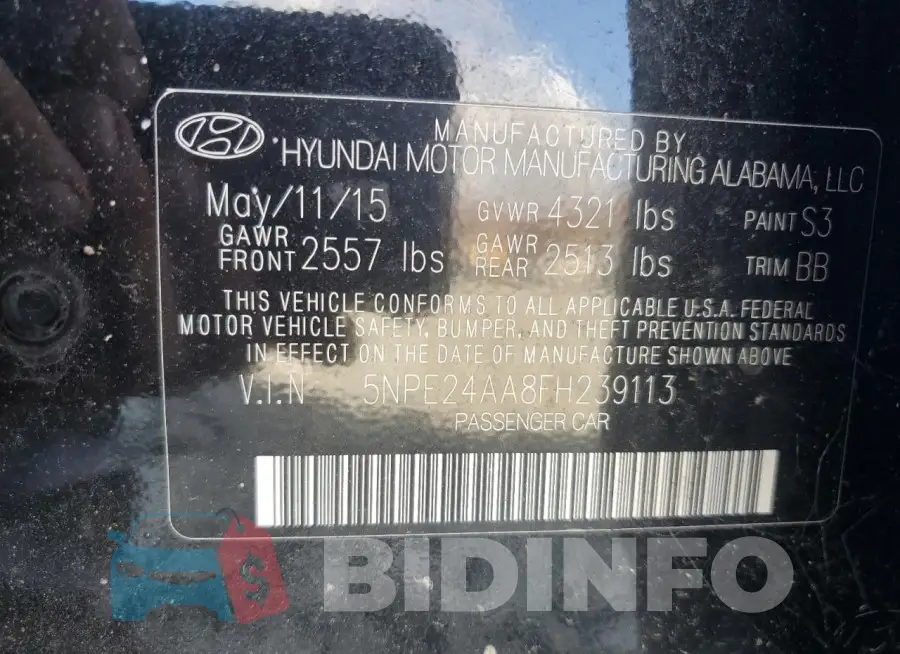 5NPE24AA8FH239113 Photo# 12
