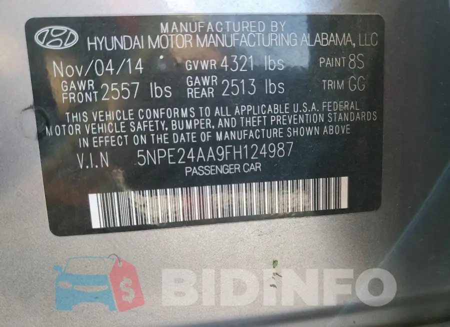 5NPE24AA9FH124987 Photo# 12