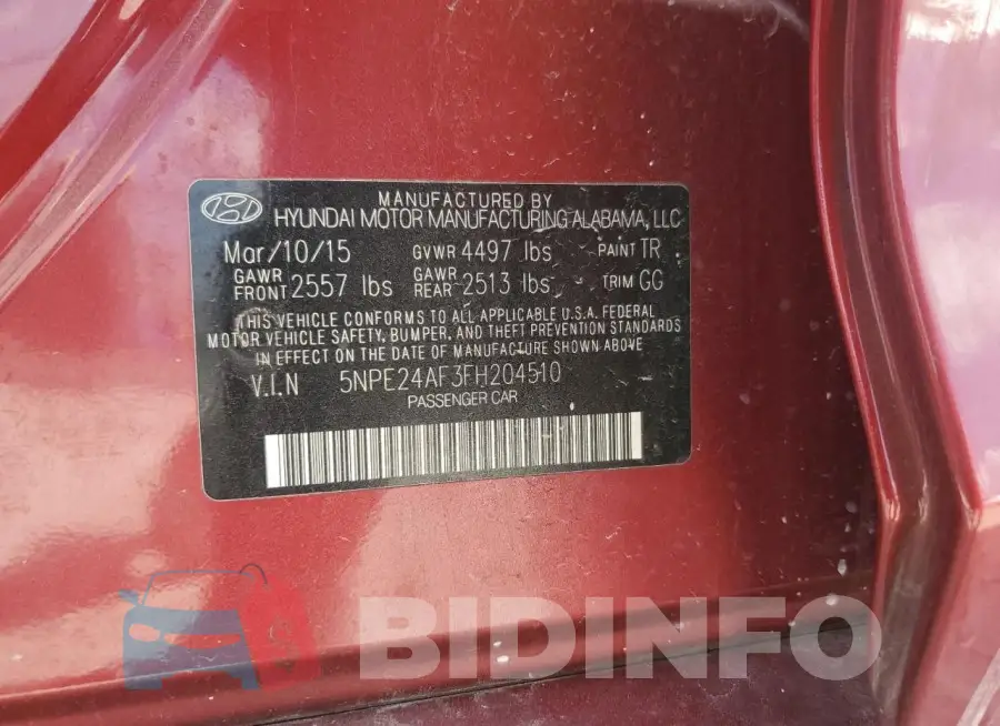 5NPE24AF3FH204510 Photo# 12