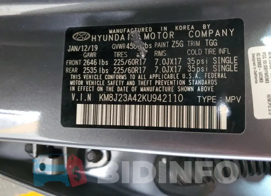 KM8J23A42KU942110 Photo# 13