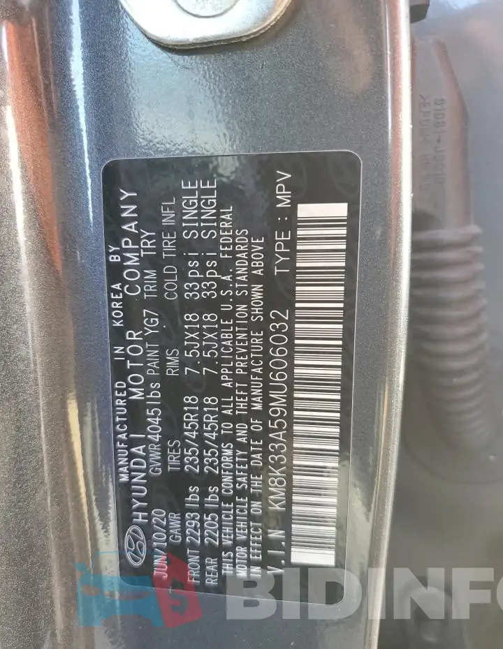 KM8K33A59MU606032 Photo# 14