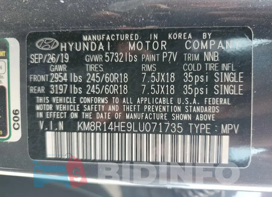 KM8R14HE9LU071735 Photo# 13
