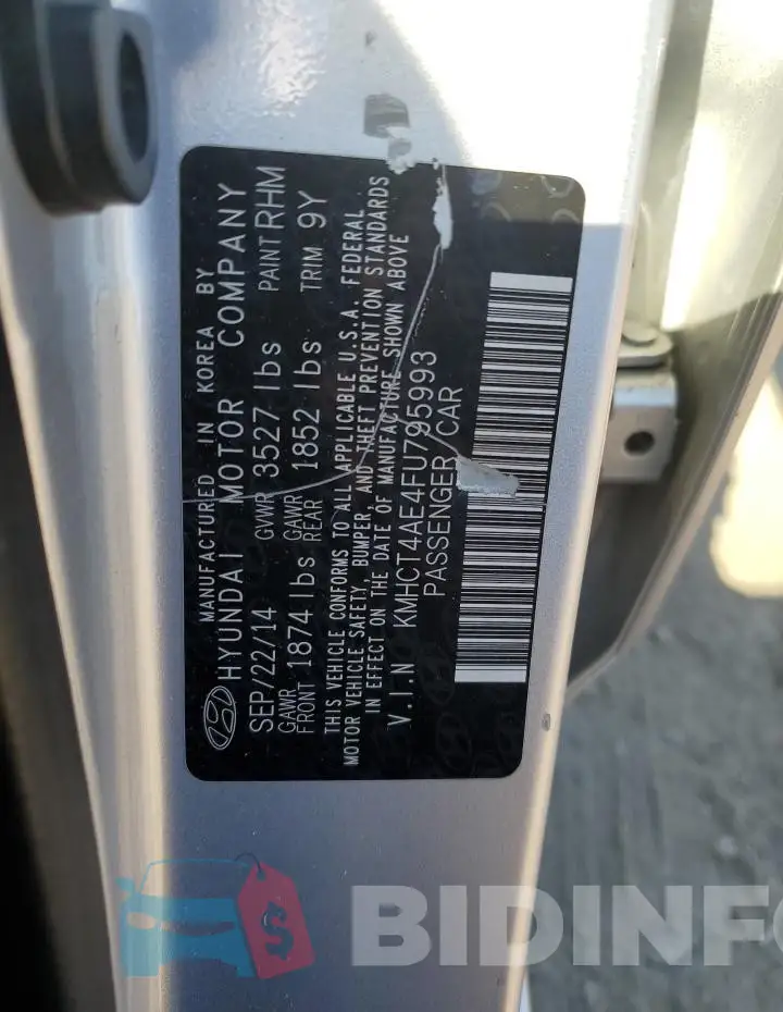 KMHCT4AE4FU795993 Photo# 12
