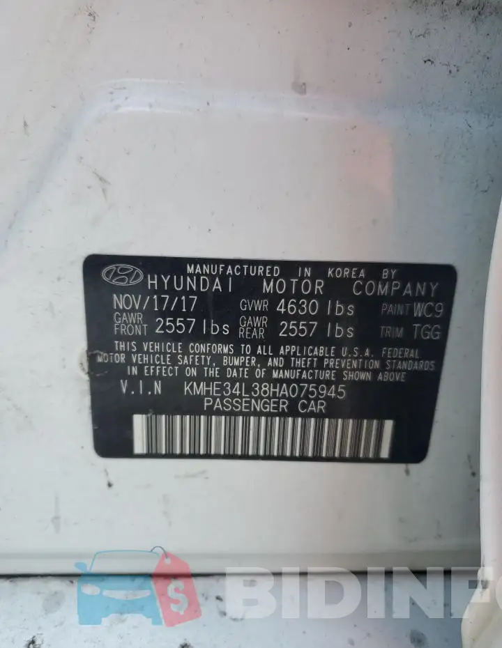 KMHE34L38HA075945 Photo# 12