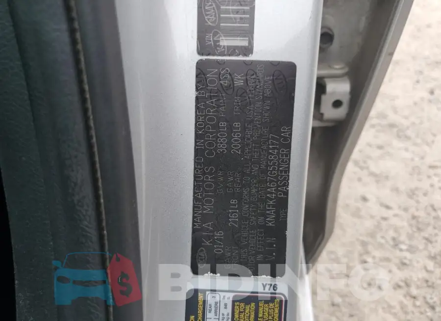 KNAFK4A67G5584177 Photo# 13