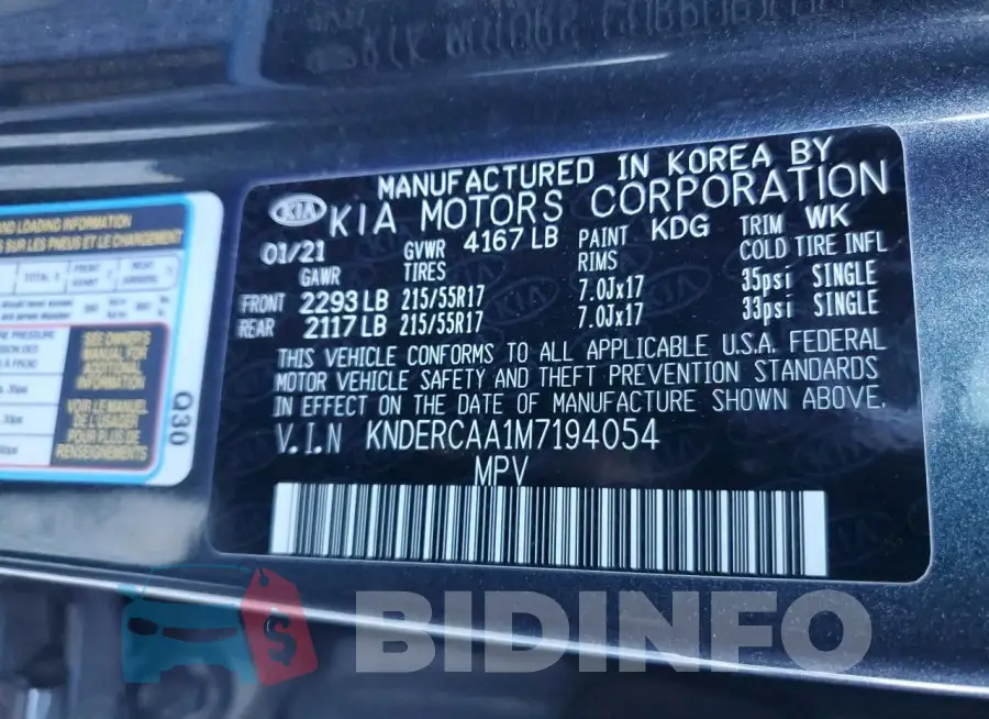 KNDERCAA1M7194054 Photo# 13