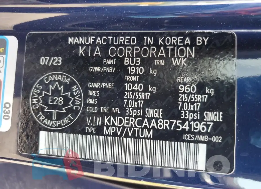 KNDERCAA8R7541967 Photo# 13