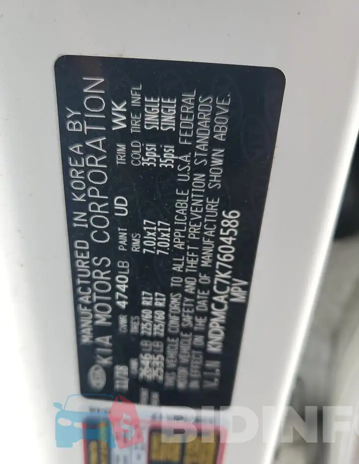 KNDPMCAC7K7604586 Photo# 14