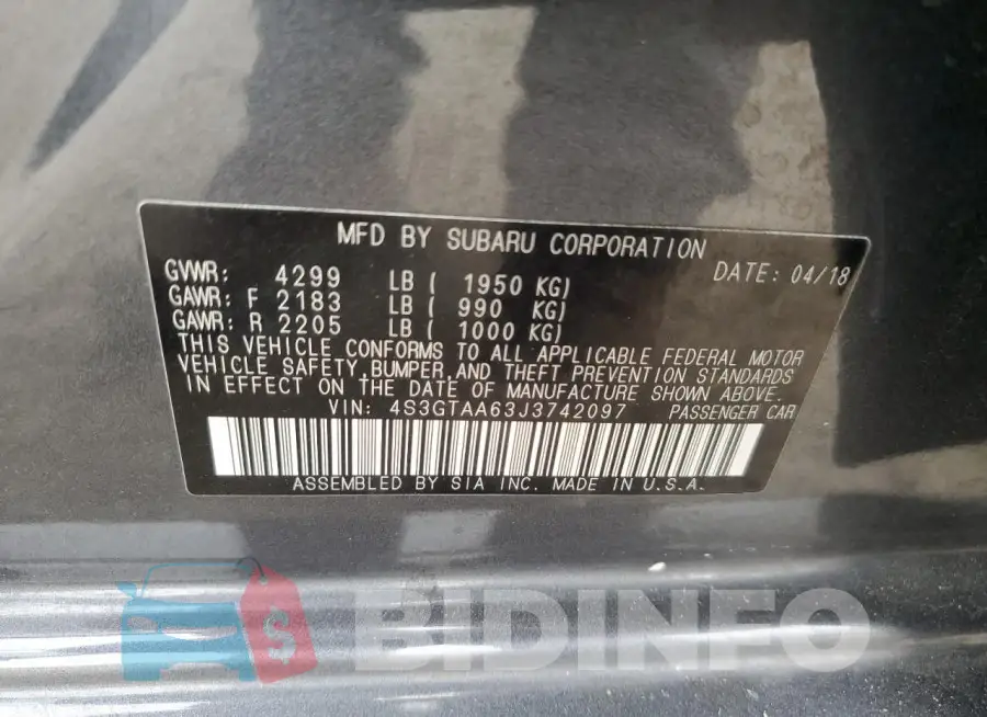 4S3GTAA63J3742097 Photo# 12