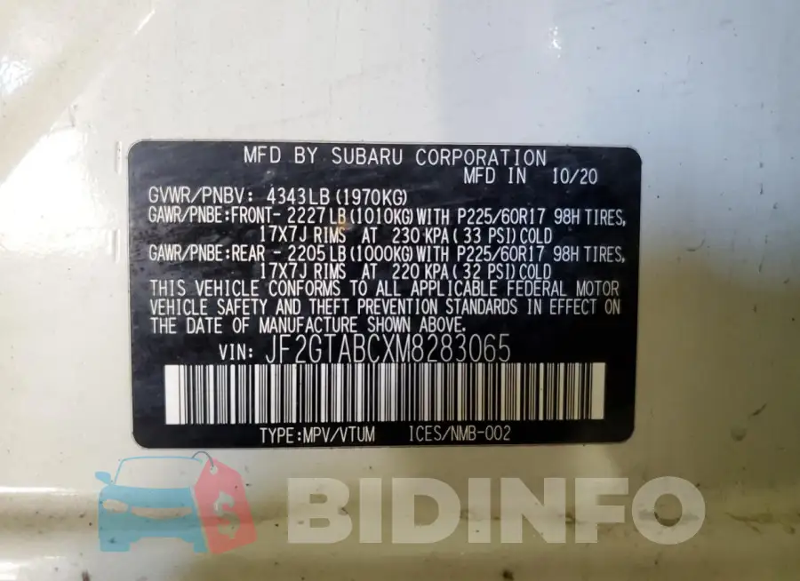 JF2GTABCXM8283065 Photo# 13