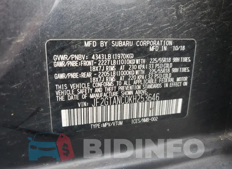 JF2GTANC0KH253646 Photo# 14