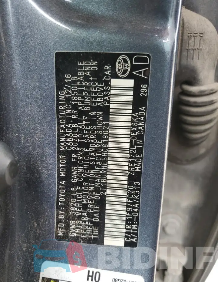 2T1BURHE5HC818021 Photo# 12