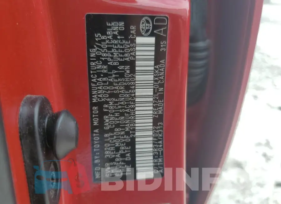 2T1BURHE8FC464802 Photo# 12