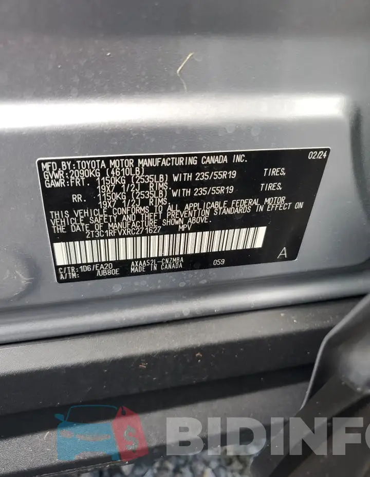 2T3C1RFVXRC271627 Photo# 13