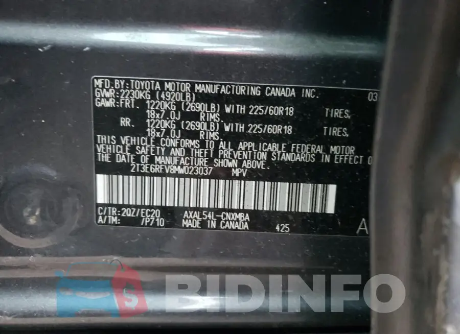 2T3E6RFV8MW023037 Photo# 13