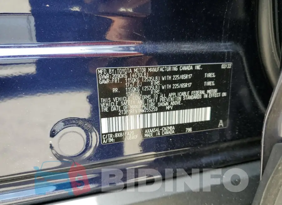 2T3P1RFV1NW255259 Photo# 13