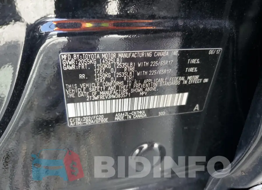 2T3WFREV3HW383571 Photo# 12