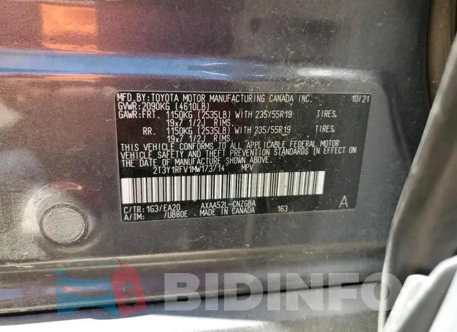 2T3Y1RFV1MW173714 Photo# 13