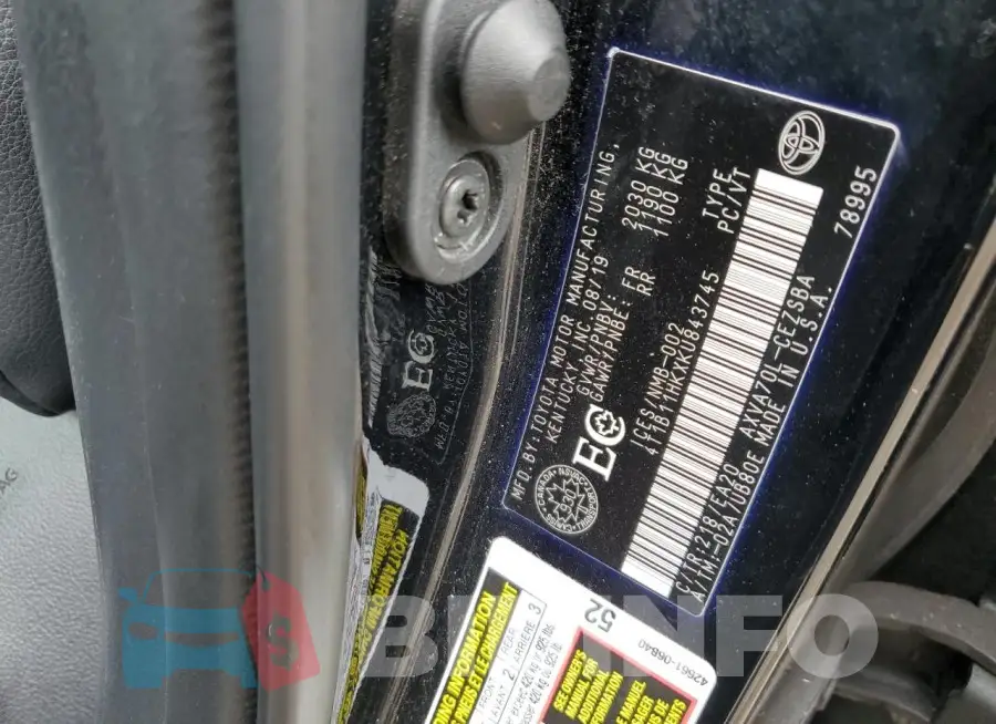 4T1B11HKXKU843745 Photo# 12