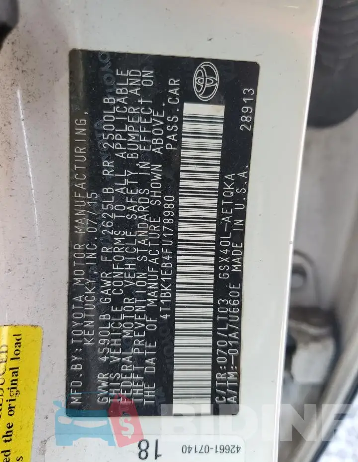 4T1BK1EB4FU178980 Photo# 12
