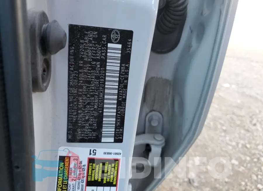 4T1C11AK3PU183201 Photo# 12