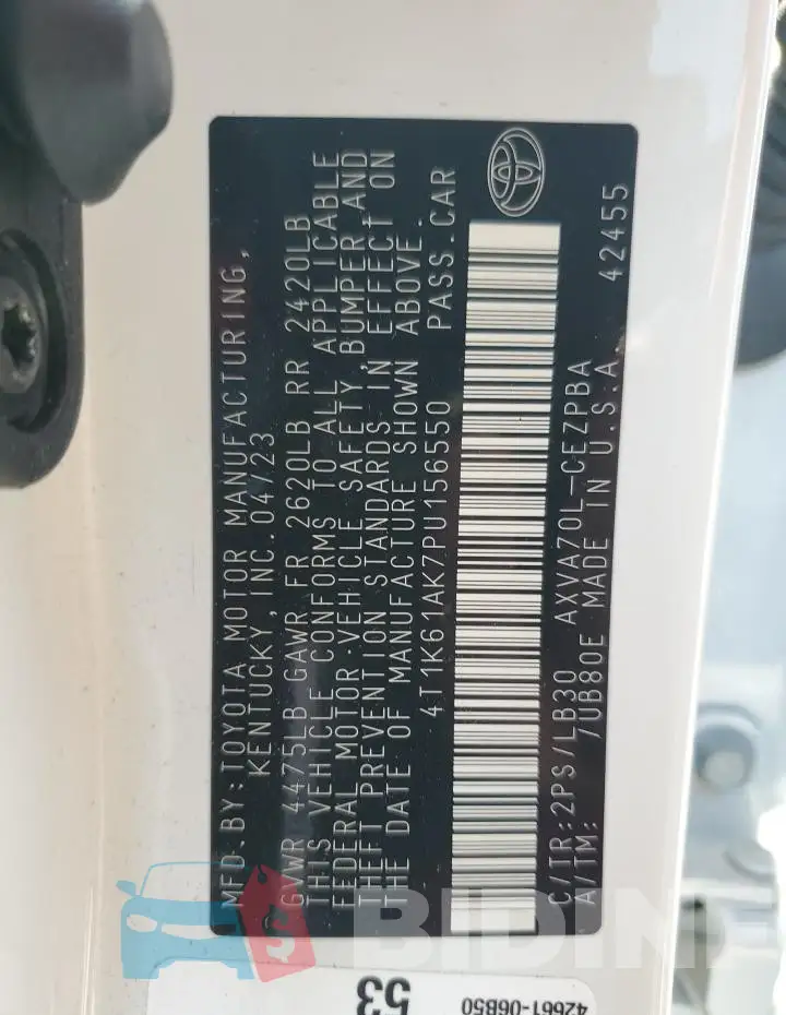 4T1K61AK7PU156550 Photo# 12