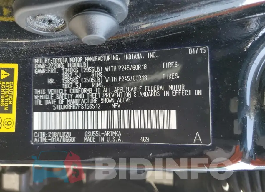 5TDJKRFH7FS156512 Photo# 13