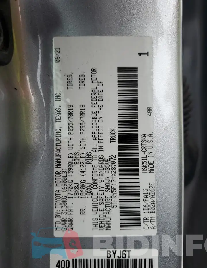 5TFRY5F17MX287072 Photo# 12