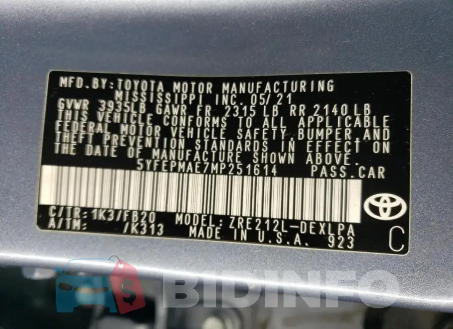 5YFEPMAE7MP251614 Photo# 12