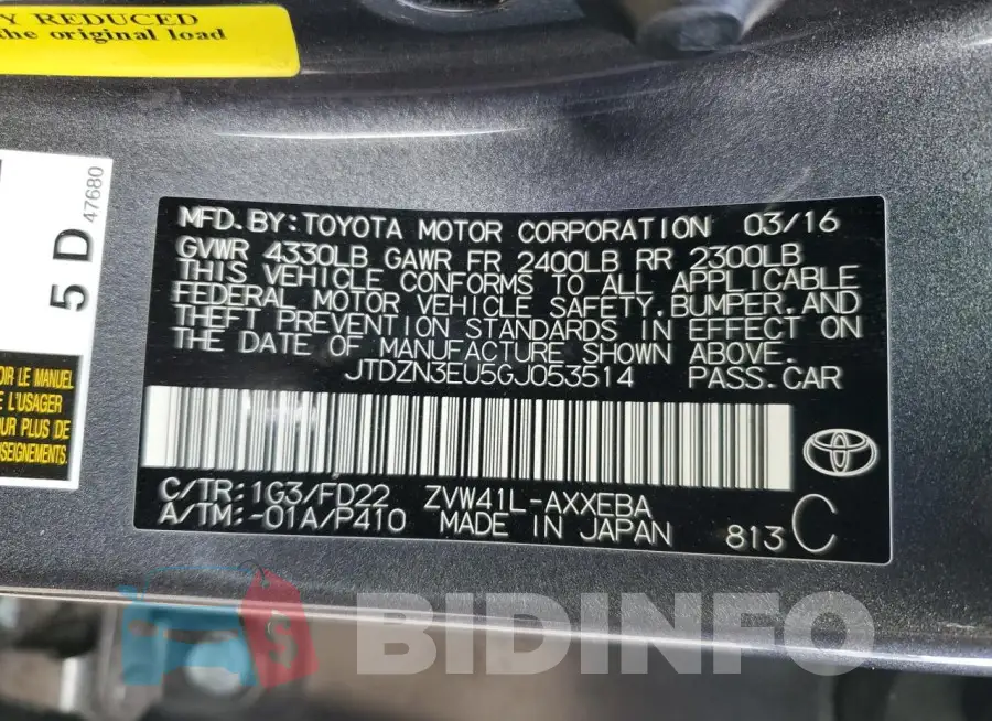 JTDZN3EU5GJ053514 Photo# 13