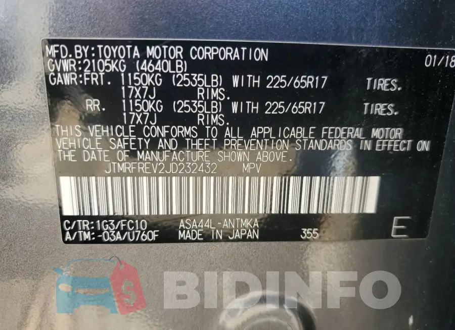 JTMRFREV2JD232432 Photo# 13