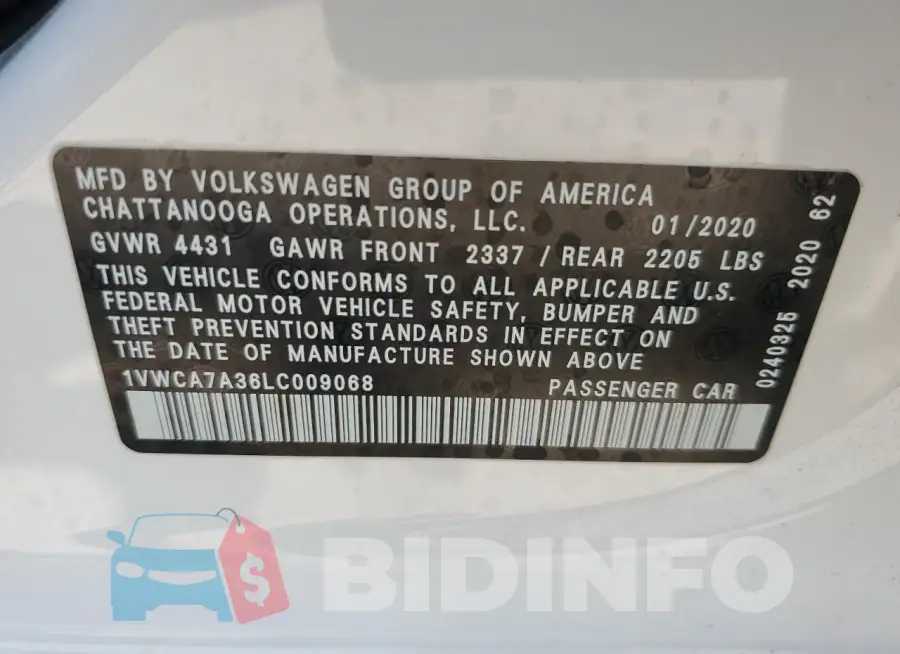1VWCA7A36LC009068 Photo# 12