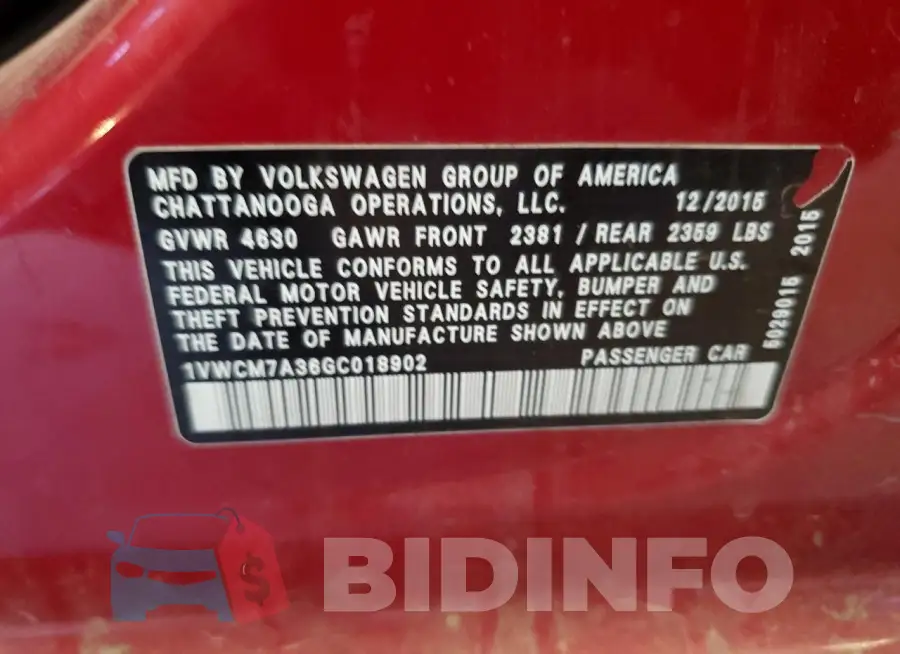 1VWCM7A36GC018902 Photo# 12