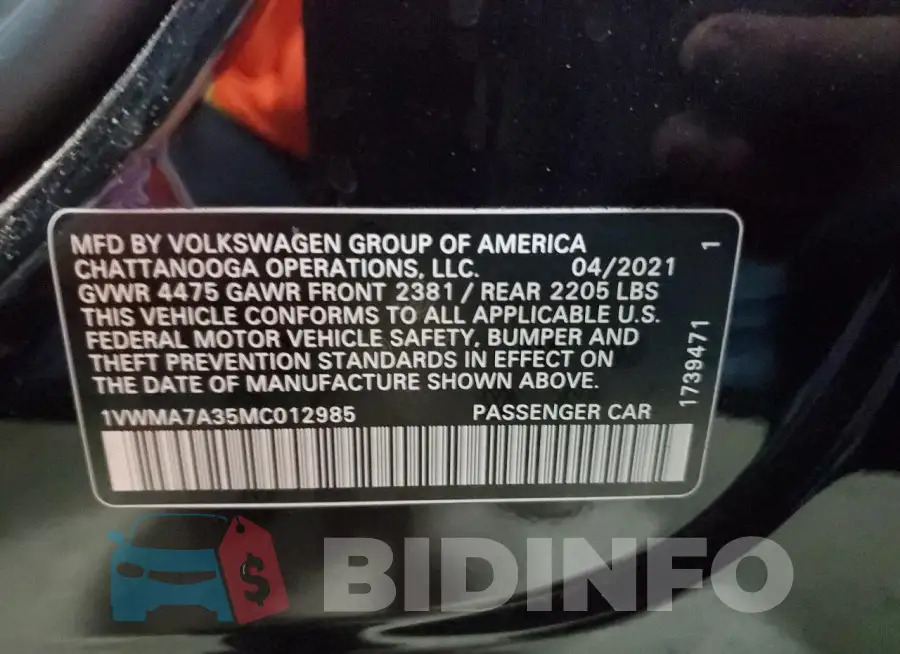 1VWMA7A35MC012985 Photo# 12