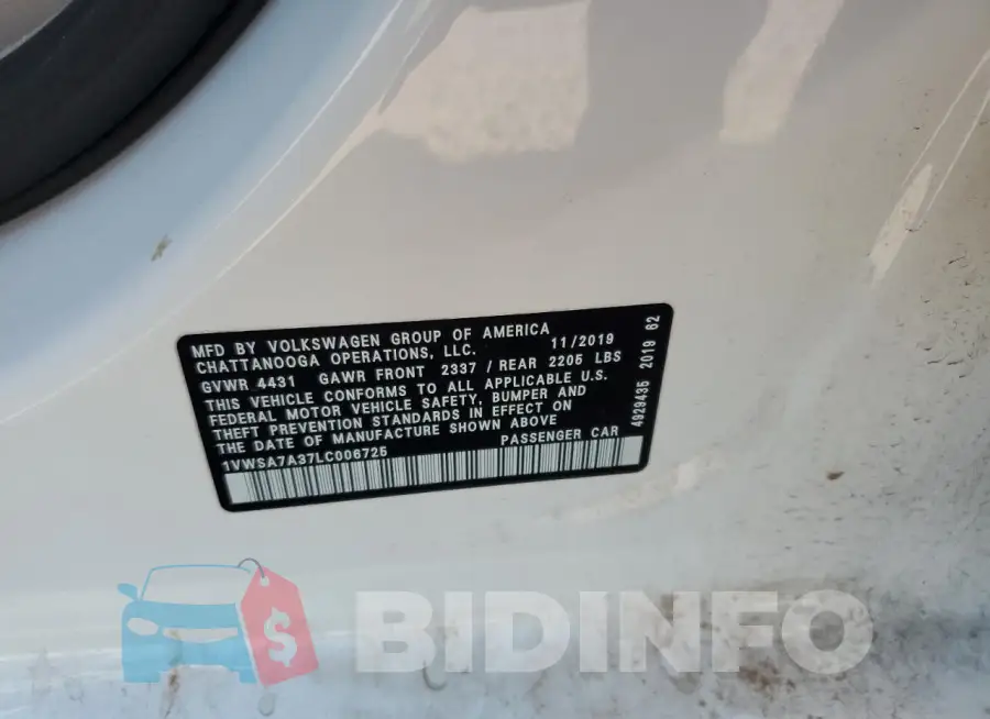 1VWSA7A37LC006725 Photo# 12