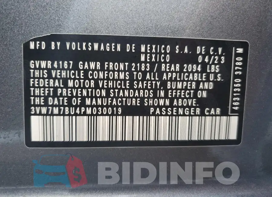 3VW7M7BU4PM030019 Photo# 13