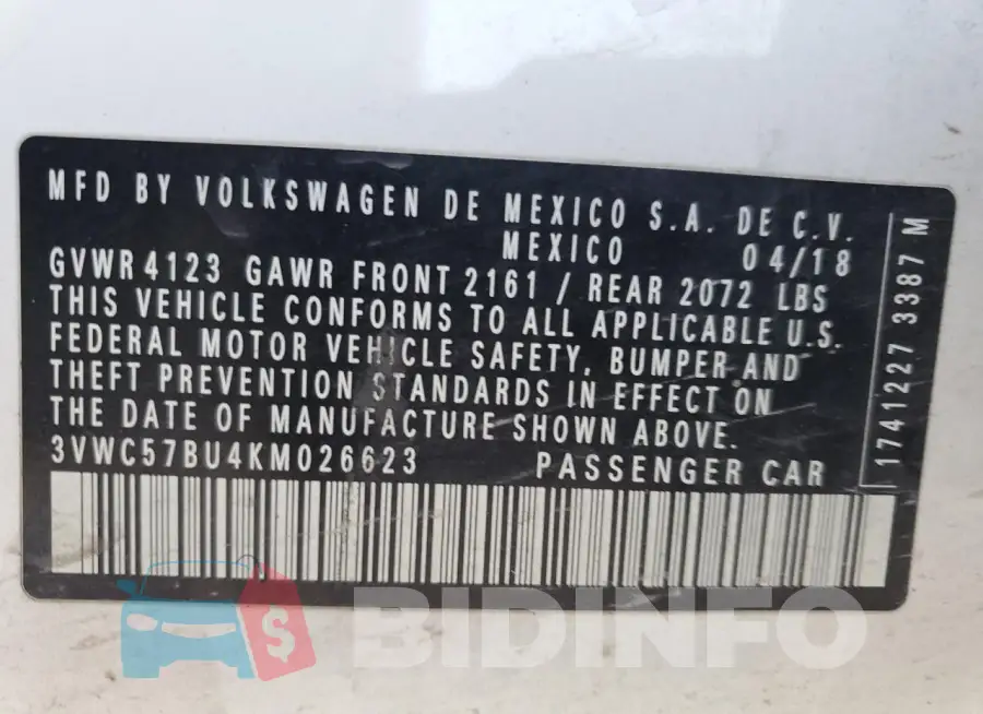 3VWC57BU4KM026623 Photo# 12