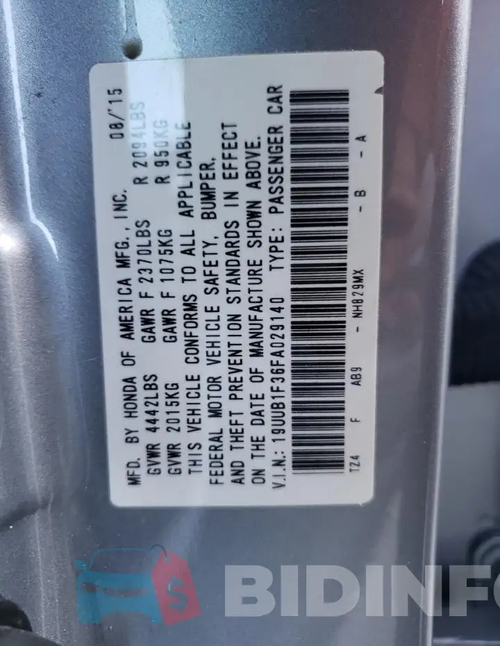 19UUB1F36FA029140 Photo# 12
