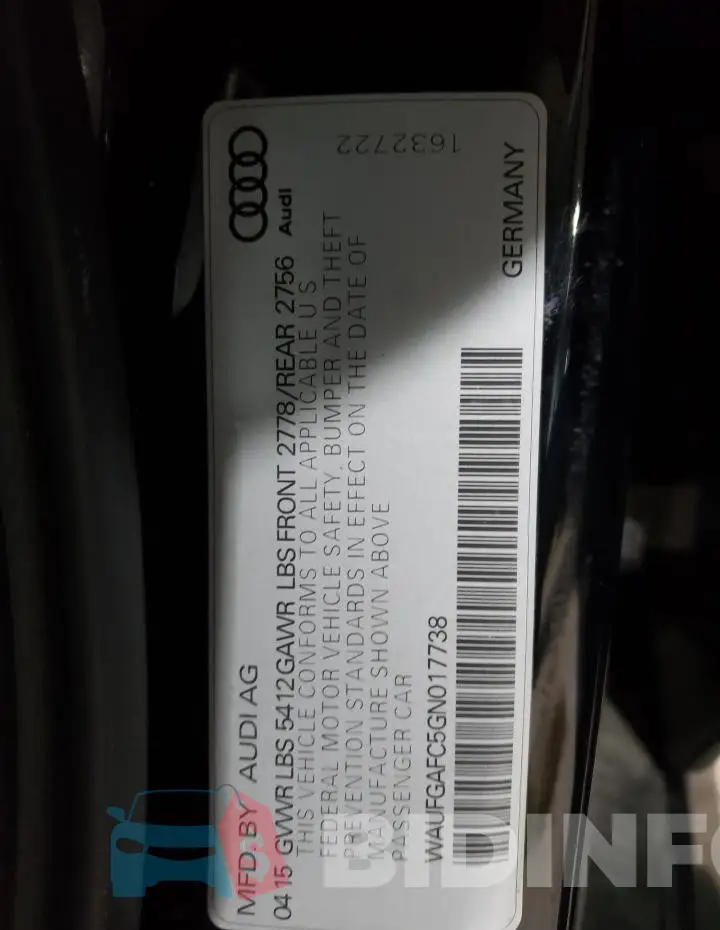 WAUFGAFC5GN017738 Photo# 12